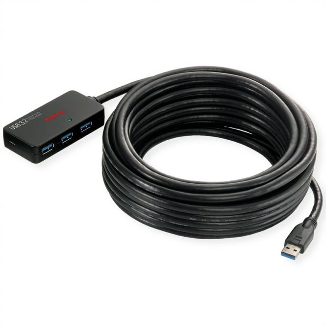 Hub USB 3.2 Gen 1 4 ports avec Repeater, noir, 10m 