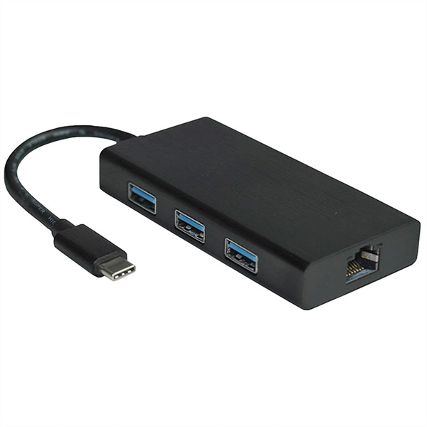 USB3.1 Typ C zu Gigabit Ethernet Konverter + Hub 3x USB 3.0 Typ A 