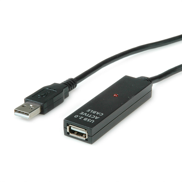 Prolongation active USB 2.0 avec Repeater, noir, 30m 