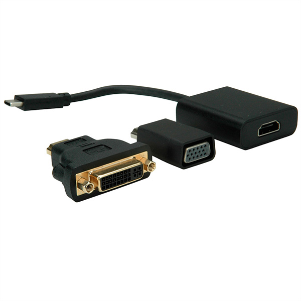 USB3.1 Display Adapter Typ C, VGA + HDMI + DVI 