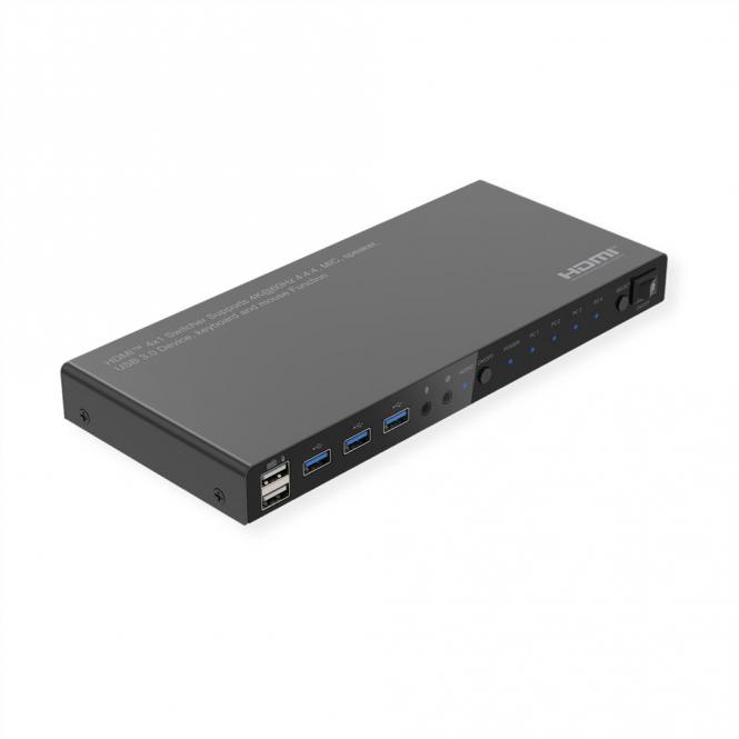 Switch KVM, HDMI 4K, USB, 1 User - 4 PC , avec hub USB 3 ports 