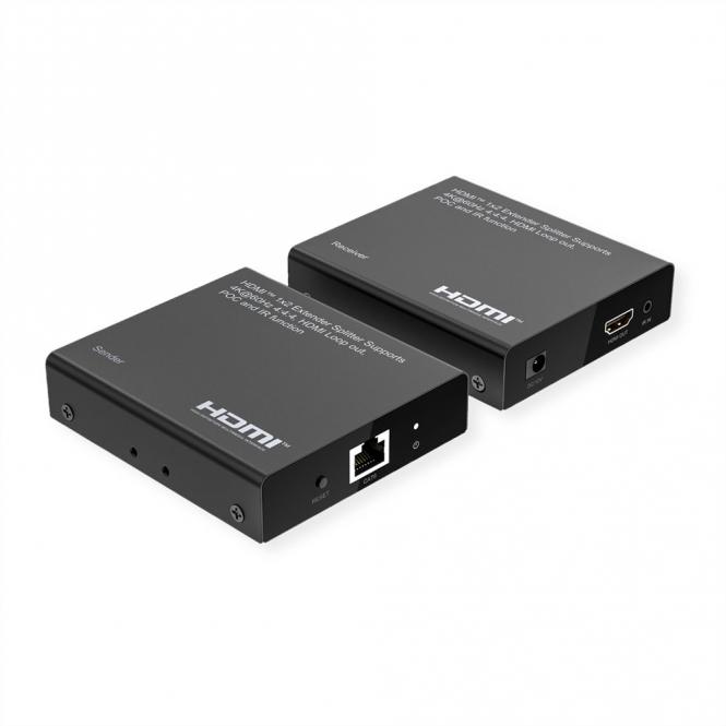 HDMI Extender und Splitter, 1x2, über Kat.6A, 70m, 4K60Hz 