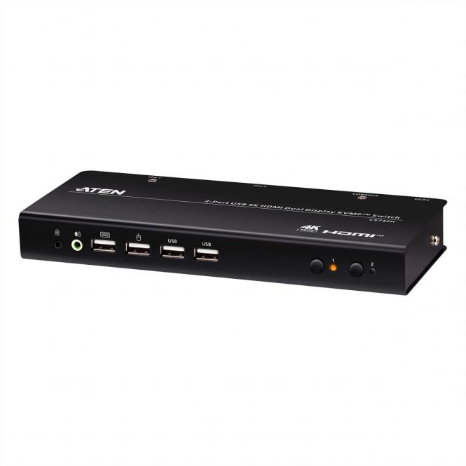 Commutateur KVM CS742H à 2 ports USB et HDMI 4K pour double affichage 