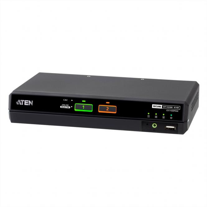 CS1142DPH4C 2-Port USB 5K DP/HDMI, Dual Bildschirm Universal Secure KVM Switch mit Cardreader 