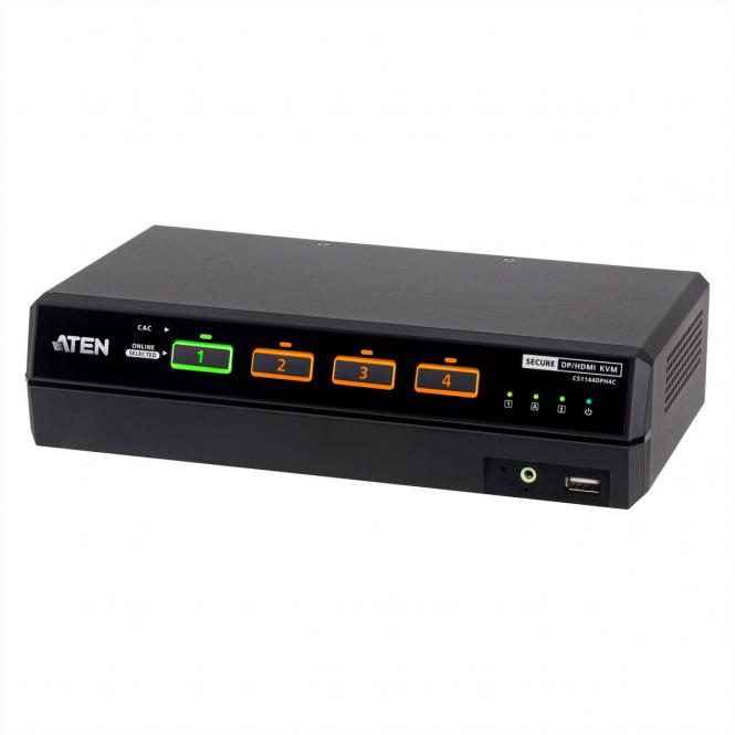 CS1144DPH4C 4-Port USB 5K DP/HDMI, Dual Bildschirm Universal Secure KVM Switch mit Cardreader 