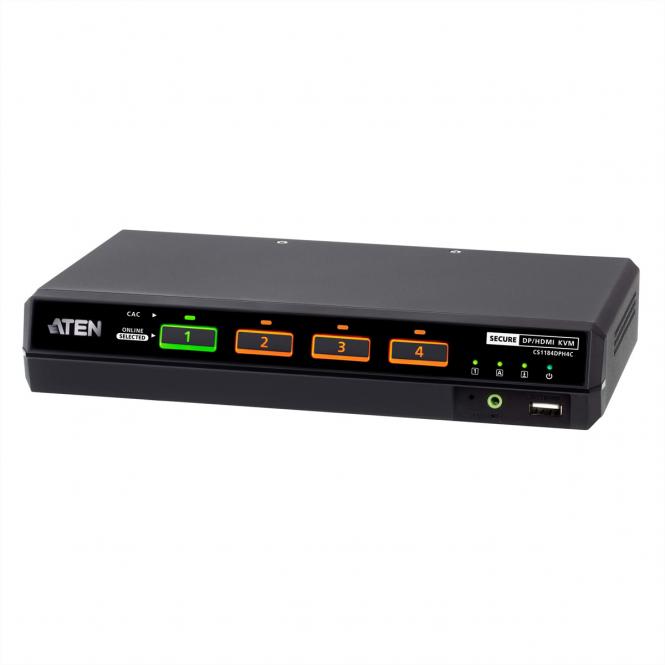 CS1184DPH4C 4-Port USB 5K DP/HDMI, Single Display Universal Secure KVM Switch mit Cardreader 