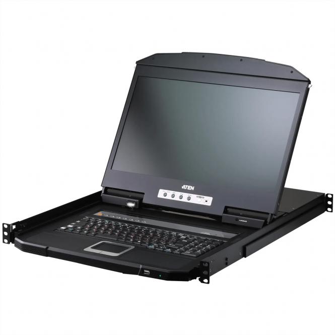 CL3708NW F Console KVM LCD grand écran à rail unique, 8 ports USB et HDMI, disposition FR 