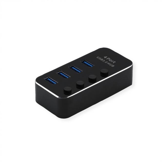 USB 3.2 Gen 1 Notebook Hub, 4 Ports, einzeln schaltbar, schwarz 