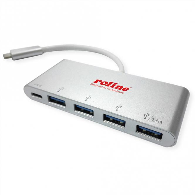USB 3.2 Gen 1 Hub, 4fach, Typ C Anschlusskabel, mit 1 PD-Port 