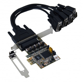 EX-44374 Carte PCIe x1, 4x RS232 via câble avec 4x 9pin 