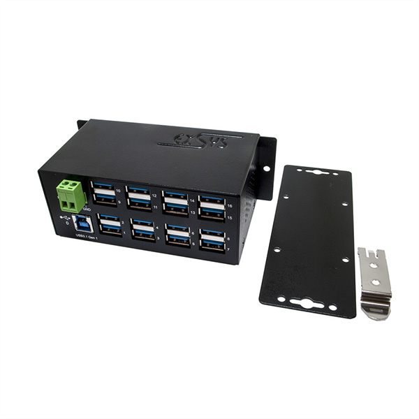 EX-1113HMVS Hub à 16 ports USB 3.0/3.1(Gen1), protection de surtension et kit ra 
