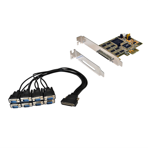 EX-44388 Carte PCIe x1, 8x RS232 via câble avec 8x 9pin 