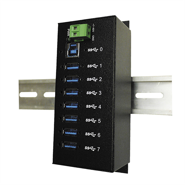 EX-1187HMVS hub USB 3.0/3.1(Gen1) à 7 ports, kit rail DIN 