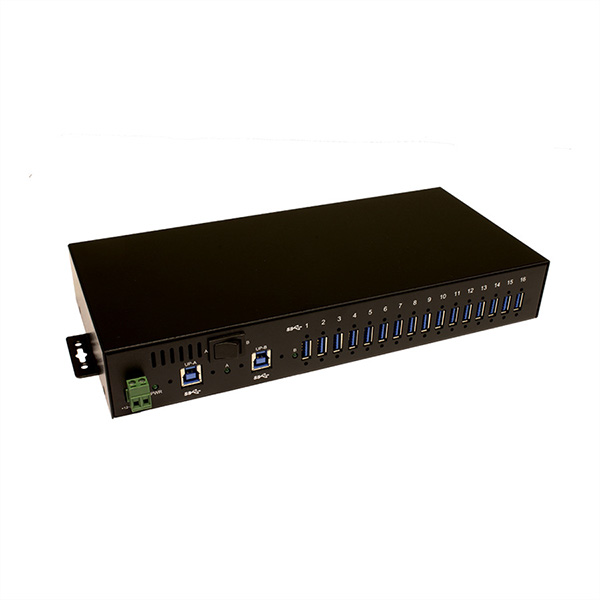 EX-1116HMVS Hub USB 3.0 à 16 ports, protection de surtension et kit rail DIN 
