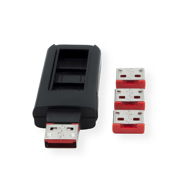 EX-1112-R - USB Lock - 4x bloqueur de port, 1 clé 