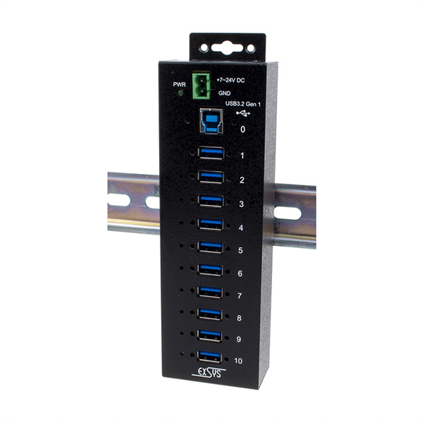 EX-1510HMVS, Hub métallique administrable 10 ports USB 3.2 Gen1, protection contre les surtensions ESD 15 KV 