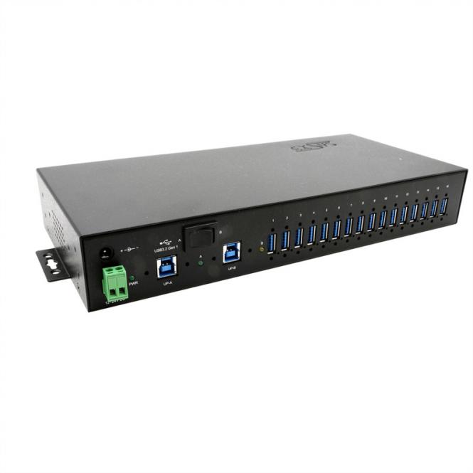 Hub USB 3.2 Gen1métal à 16 ports administré, ESD, EX-1526HMVS 