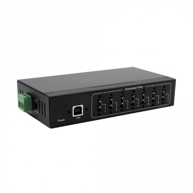 EX-11217HMVS HUB 7 ports USB 2.0métal avec alimentation 5V/2A Genesys Chipset 