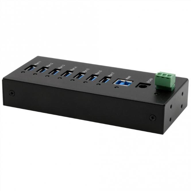 EX-11247HMS HUB 7 ports USB 3.2 Gen 1 Din-Rail Kit et mur VIA VL813 Chipset 
