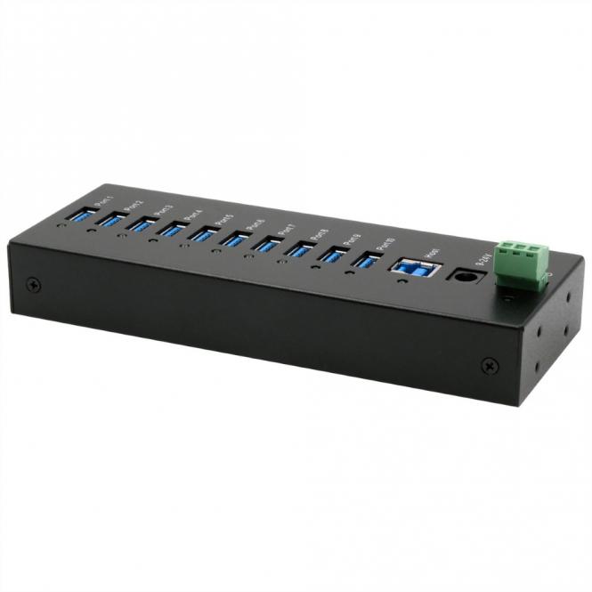 EX-11230HMS HUB 10 ports USB 3.2 Gen 1 Din-Rail Kit et mur VIA VL811+ Chipset 