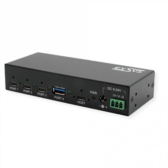 EX-12293HMS Hub métallique USB 3.2 à 4 ports 3x C et 1x A 