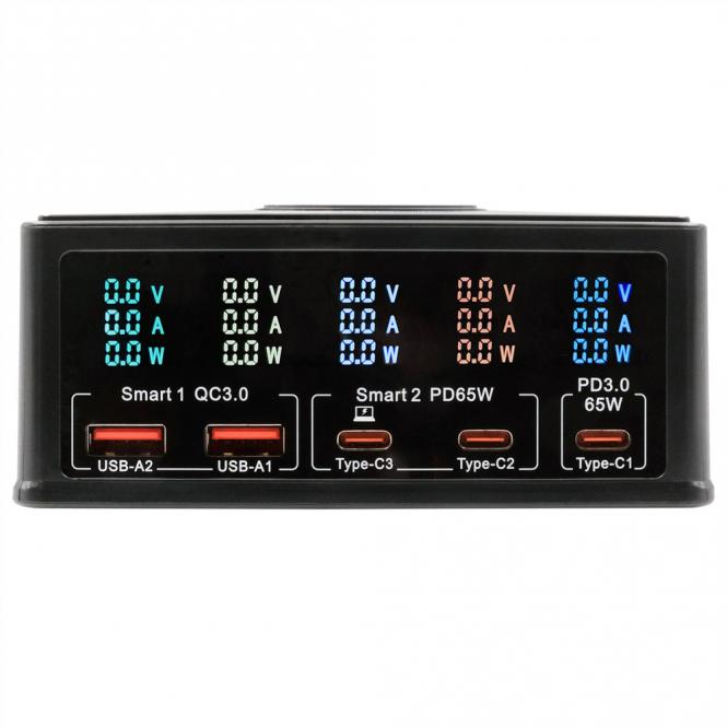 EXSYS EX-1106 Multiport High Power Charger mit QI 15W und USB-C PD mit max. 160W 