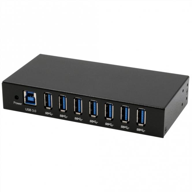 EX-11237HMS-2 Hub 7 ports métallique , USB 3.2 Gen 1, kit rail DIN 