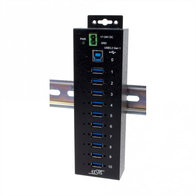 EX-1580SHMVS Hub USB 3.2 Gen 1métallique à 10 ports, géré, partageable en réseau, protection ESD 15kV 