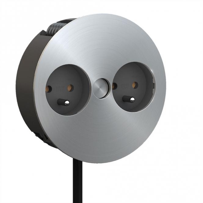 TWIST Prise 2x UTE, Acier inoxydable, 2m 