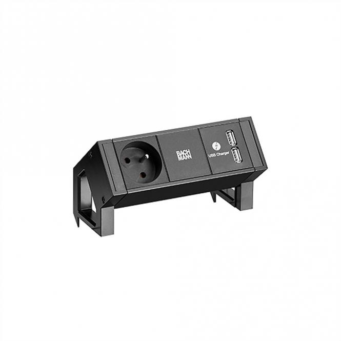 DESK2 1xUTE 1xUSB Charger Strom 0,2m GST18 RAL9005 