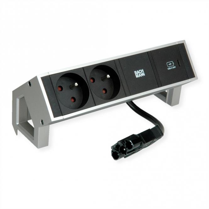 DESK2 2xUTE 1xUSB C 30W 0,2m GST18 INOX 