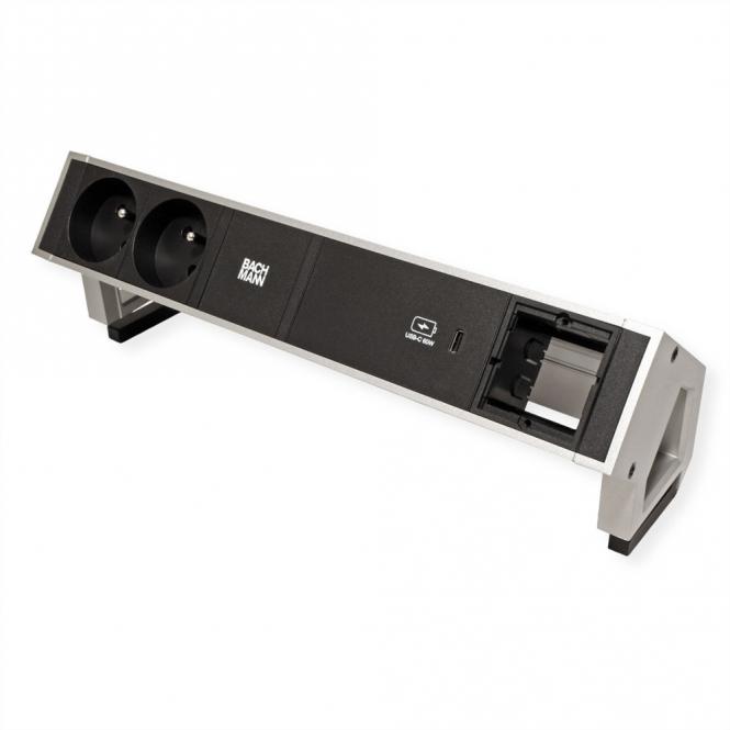 DESK2 2xUTE 1xUSB C 60W 1xCM 0,2m GST18 INOX 