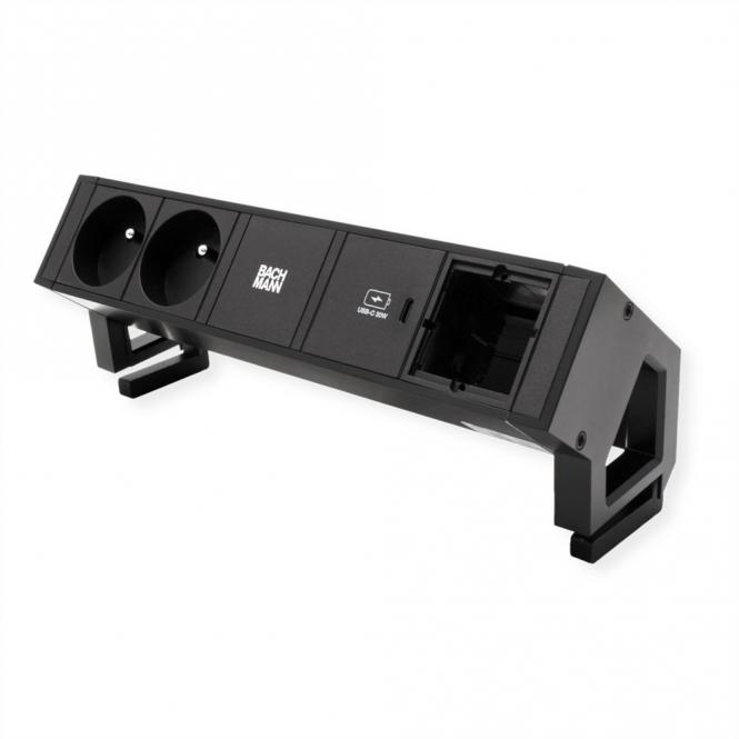 DESK2 2xUTE 1xUSB C 30W 1xCM 0,2m GST18 RAL9005 