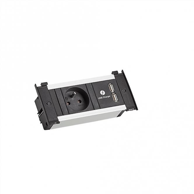 KAPSA XS 1xUTE 1xUSB Charger Strom 2,0m AEH CEE7/7 