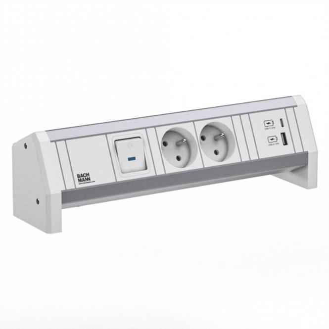 DESK 2xUTE 1xUSB A/C 22W 1xSchalter GST18 RAL9010 