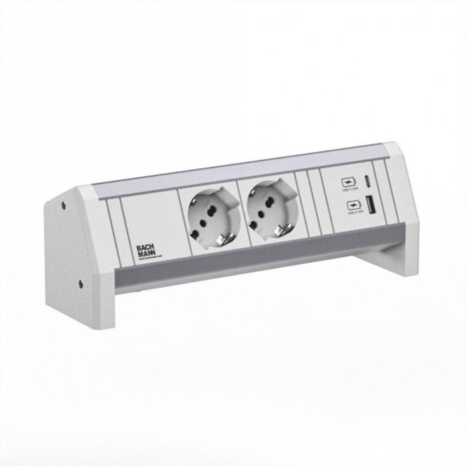DESK 2xP40 1xUSB A/C 22W GST18 RAL9010 