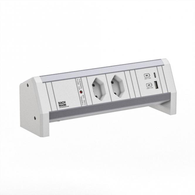 DESK 2xCH 0° 1xUSB A/C 22W GST18 RAL9010 