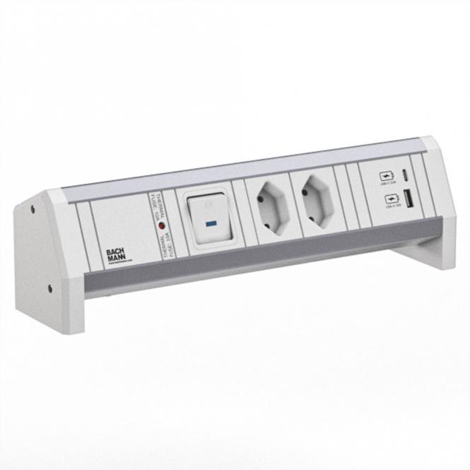 DESK 2xCH 0° 1xUSB A/C 22W 1xSchalter GST18 RAL9010 