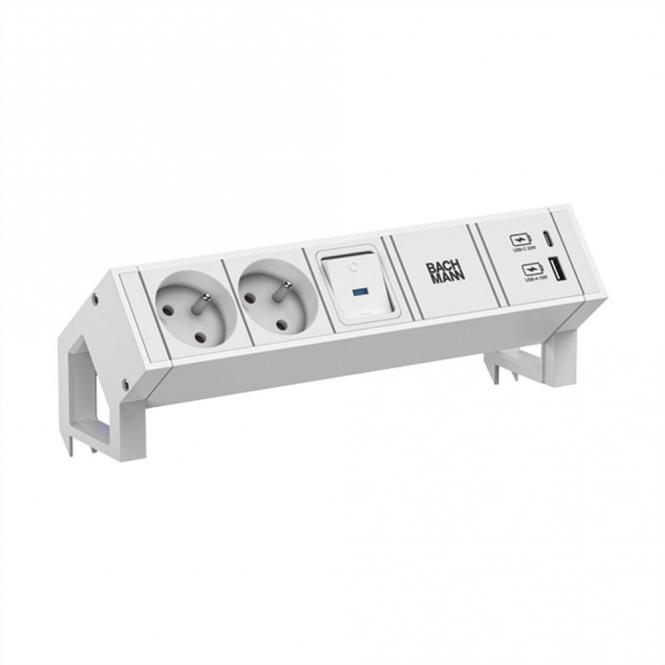 DESK2 white 2xUTE 1xSchalter 1xUSB A/C 22W 0,2m GST18 