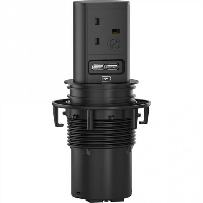 ELEVATOR 1xUK 5A 1xUSB Charger 0,5m GST18 RAL9005 