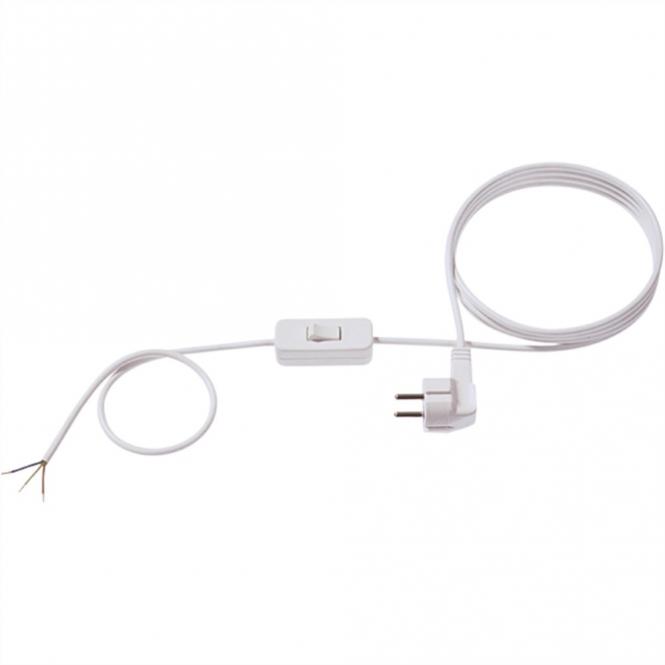 Interrupteur intermédiaire - câble d'alimentation 2m, H03VV-F 3G0,75 blanc non emballé 