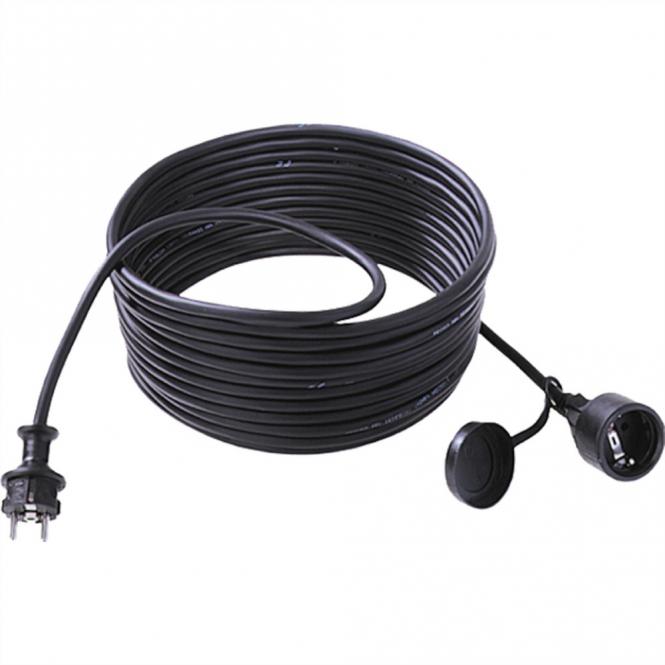 Rallonge 3G1,5mm², H07RN-F caoutchouc/néoprène, prise de sécurité, noir, 10m 