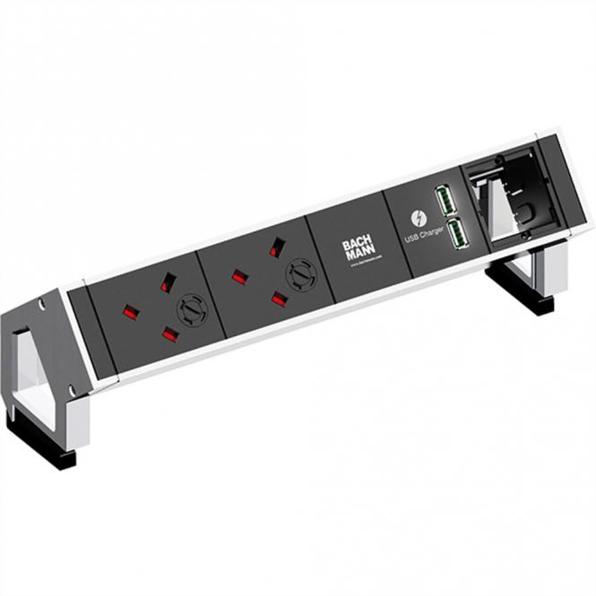 DESK2 2xUK USB Charger 1xCM, Strom 0,2m GST18 Weiß Großbritannien 