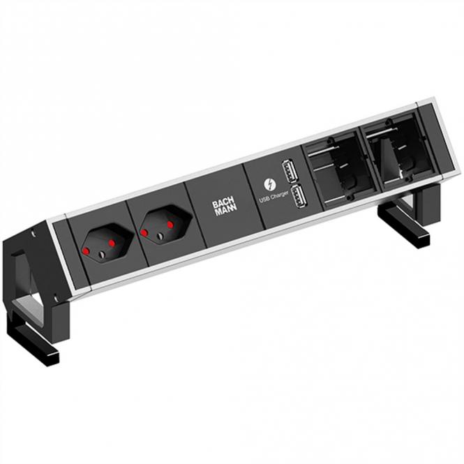 DESK2 2xCH T13 USB Charger 2xCM, Strom 0,2m GST18 Inox lackiert Schweiz 