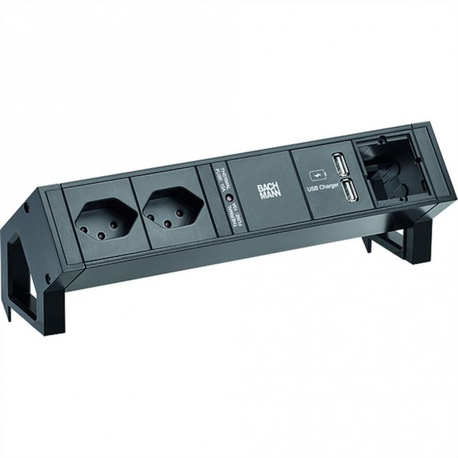 DESK2 2xCH USB Charger 1xCM, Strom 0,2m GST18 RAL9005 Schweiz 