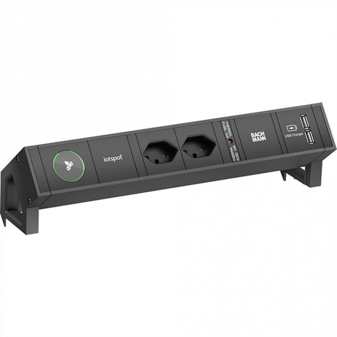 DESK2 iotspot 2xCH USB Charger, 0,2m GST18, RAL9005 Schweiz 