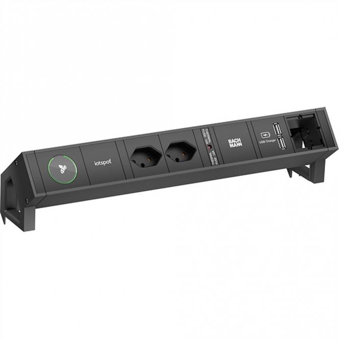 DESK2 iotspot 2xCH USB Charger, 1xCM 0,2m GST18, schwarz, Schweiz 