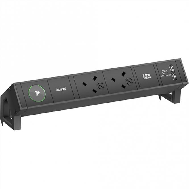 DESK2 iotspot 2xUK USB Charger, 0,2m GST18, RAL9005 Großbritannien 