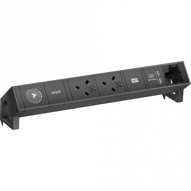 DESK2 iotspot 2xUK USB Charger, 1xCM 0,2m GST18,schwarz, Großbritannien 