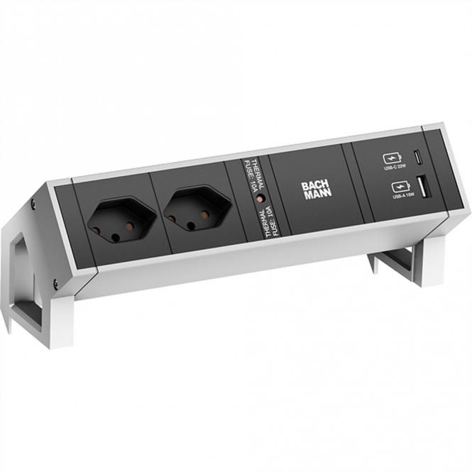 DESK2 2xCH 1xUSB A/C 22W, 0,2m GST18 INOX Schweiz 